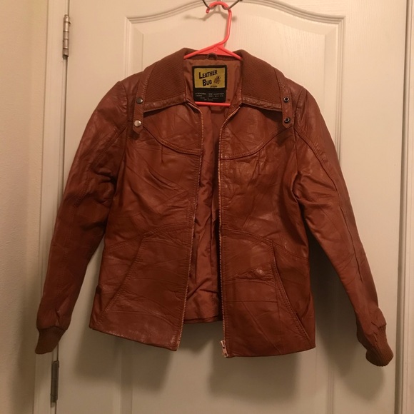 Leather Bug vintage medium brown jacket - Picture 3 of 3